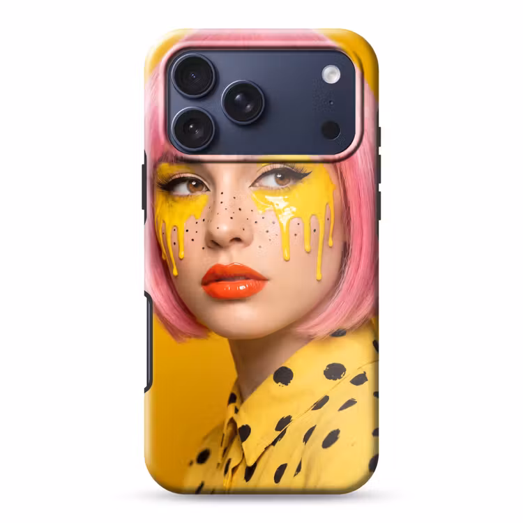 Telefoonhoesje Toughcase - Vrouw - Portret - Abstract - Kleurrijk - Geel — 1
