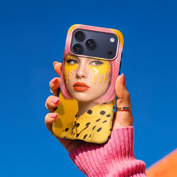 Telefoonhoesje Toughcase - Vrouw - Portret - Abstract - Kleurrijk - Geel — 2