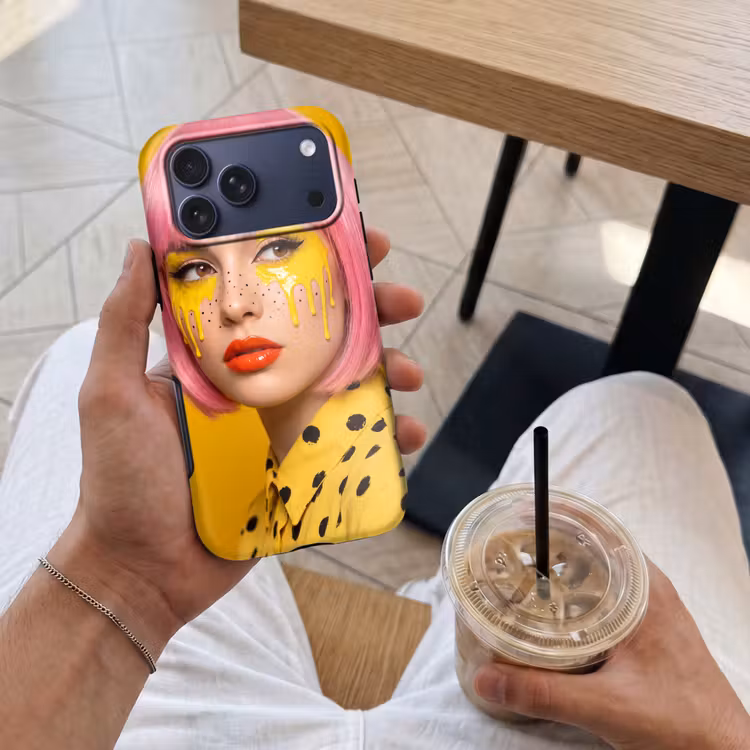 Telefoonhoesje Toughcase - Vrouw - Portret - Abstract - Kleurrijk - Geel — 4