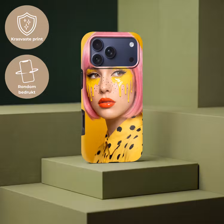 Telefoonhoesje Toughcase - Vrouw - Portret - Abstract - Kleurrijk - Geel — 7
