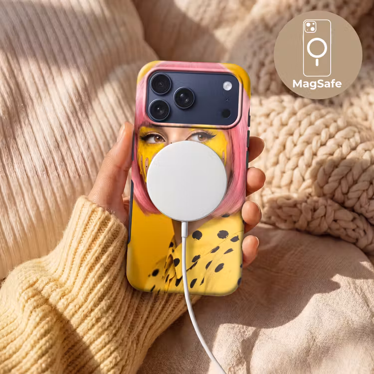 Telefoonhoesje Toughcase - Vrouw - Portret - Abstract - Kleurrijk - Geel — 8