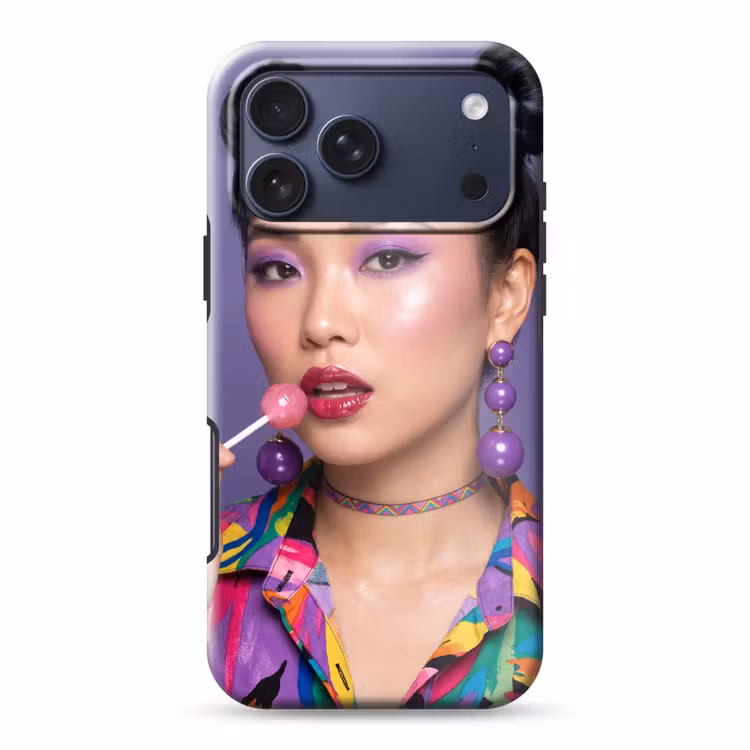 Telefoonhoesje Toughcase - Vrouw - Portret - Make-up - Paars - Levendig — 1