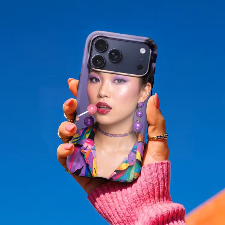 Telefoonhoesje Toughcase - Vrouw - Portret - Make-up - Paars - Levendig — 2