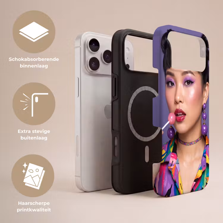 Telefoonhoesje Toughcase - Vrouw - Portret - Make-up - Paars - Levendig — 3