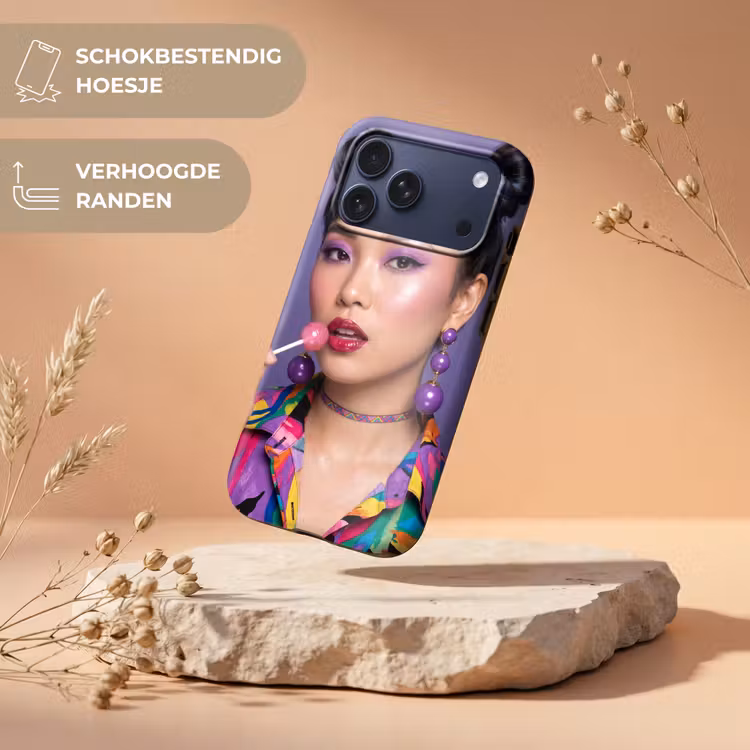 Telefoonhoesje Toughcase - Vrouw - Portret - Make-up - Paars - Levendig — 5