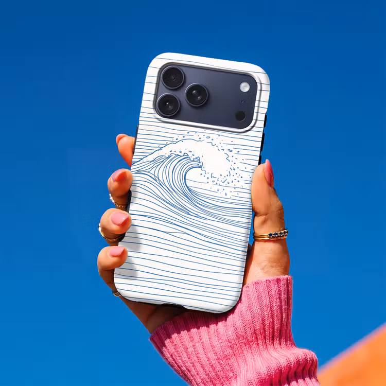 Telefoonhoesje Toughcase - Golf - Brekende - Natuur - Minimalistisch - Blauw — 2