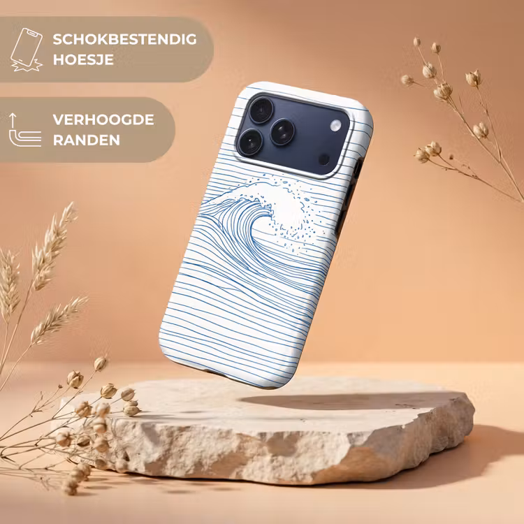 Telefoonhoesje Toughcase - Golf - Brekende - Natuur - Minimalistisch - Blauw — 5