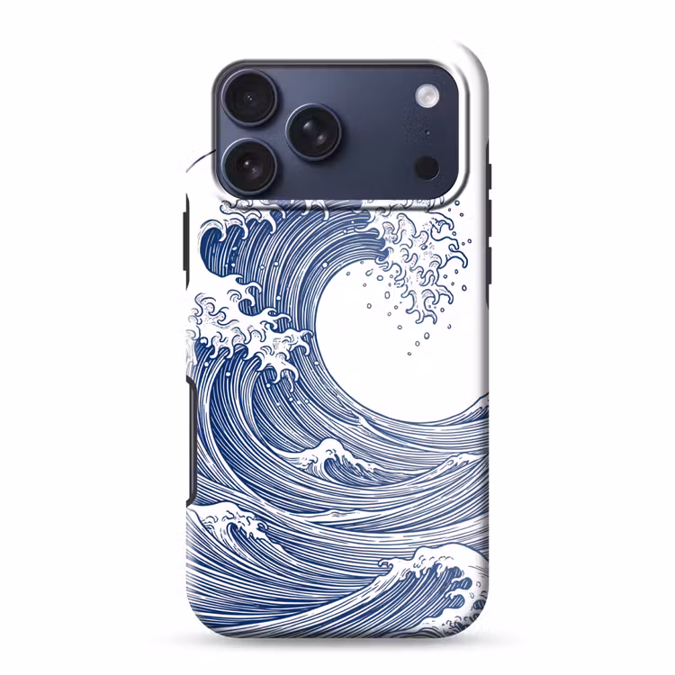 Telefoonhoesje Toughcase - Golf - Japans - Zee - Illustratie - Blauw — 1
