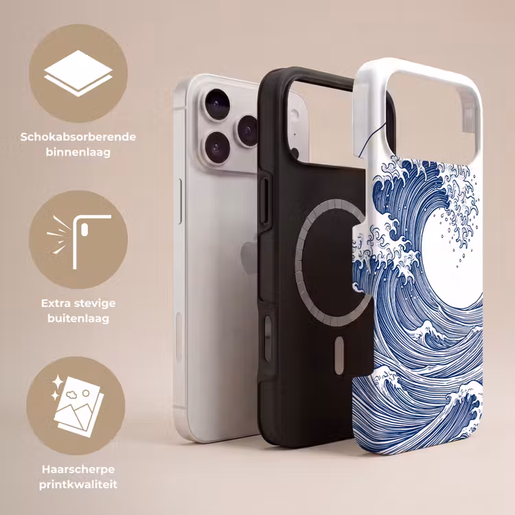 Telefoonhoesje Toughcase - Golf - Japans - Zee - Illustratie - Blauw — 3