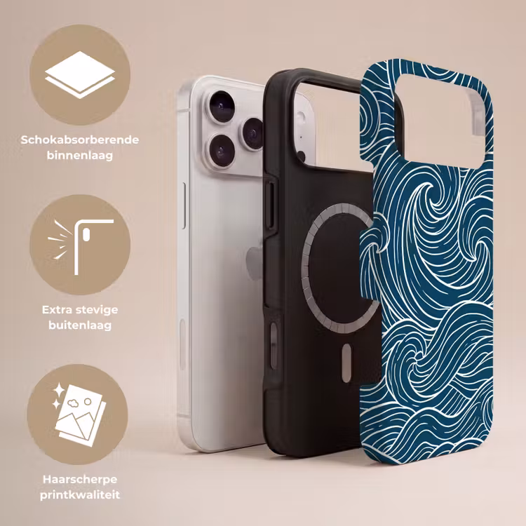 Telefoonhoesje Toughcase - Golven - Spiraal - Water - Abstract - Blauw — 3