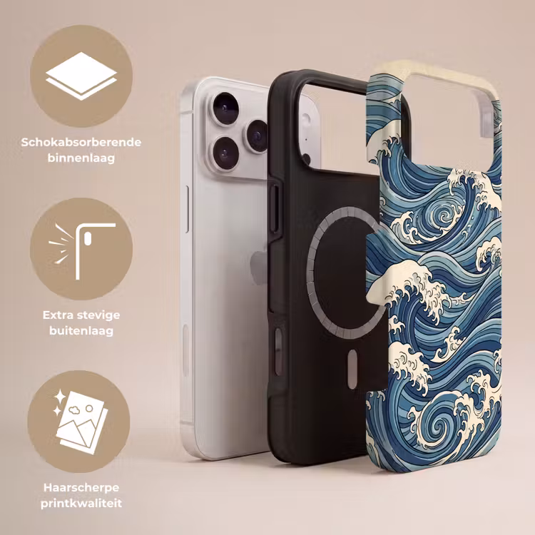 Telefoonhoesje Toughcase - Golven - Zee - Natuur - Abstract - Blauw — 3