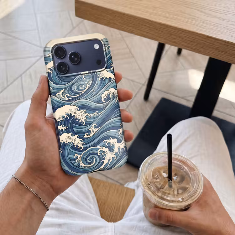 Telefoonhoesje Toughcase - Golven - Zee - Natuur - Abstract - Blauw — 4
