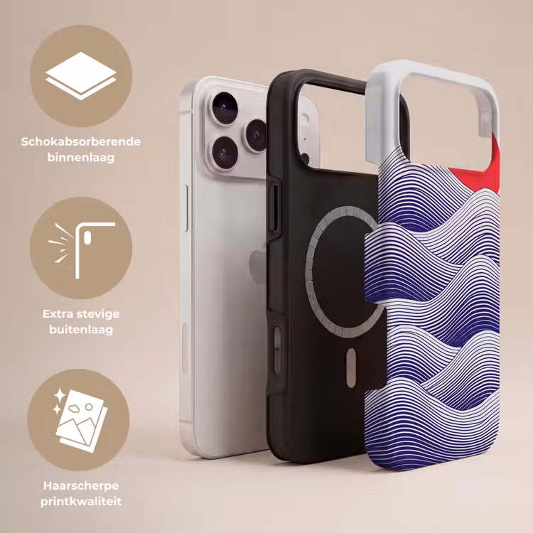 Telefoonhoesje Toughcase - Golven - Zon - Natuur - Abstract - Rood — 3
