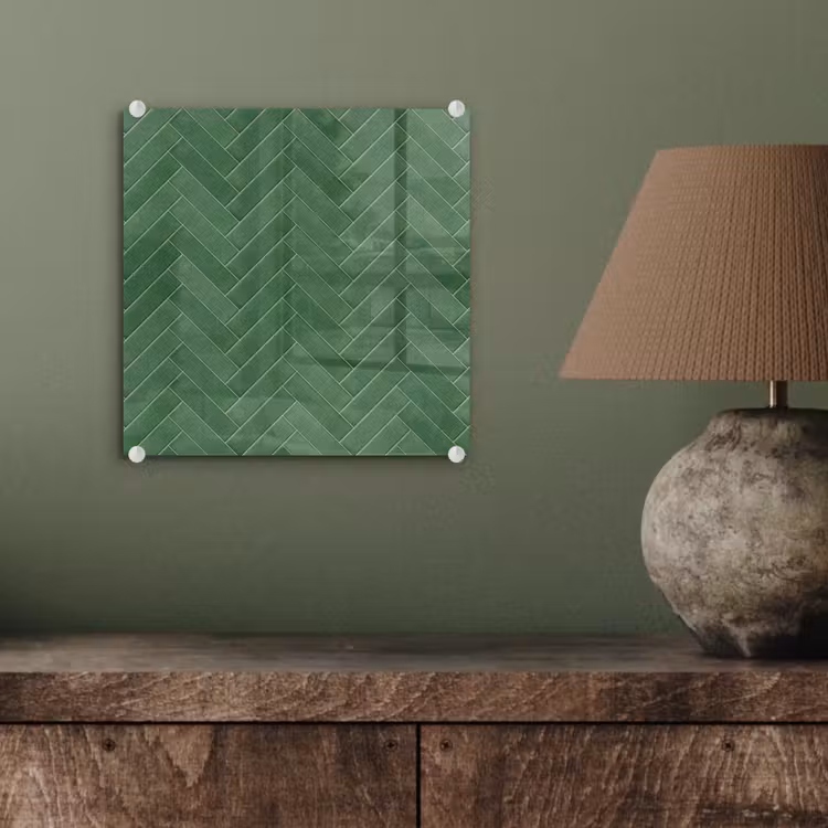 Glas schilderij - Visgraat - Wandtegel - Bosgroen — 4