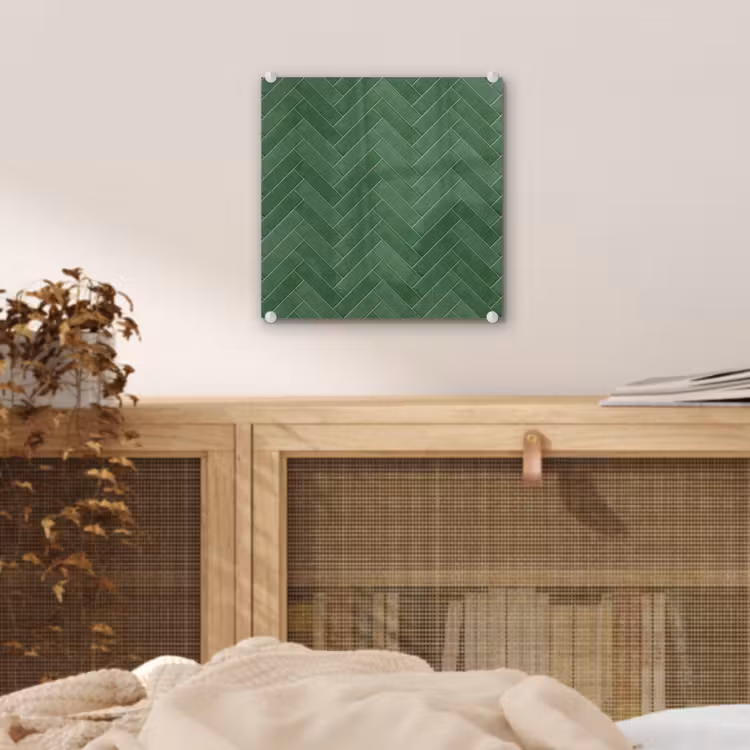 Glas schilderij - Visgraat - Wandtegel - Bosgroen — 5