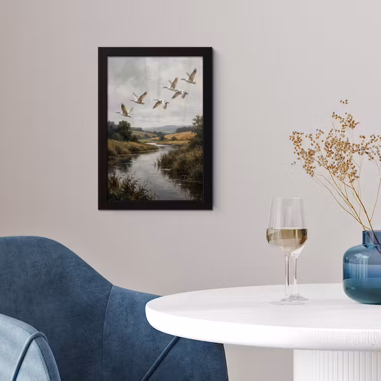 Poster met lijst - Eenden - Rivier - Landschap - Vlucht - Nostalgisch — 4