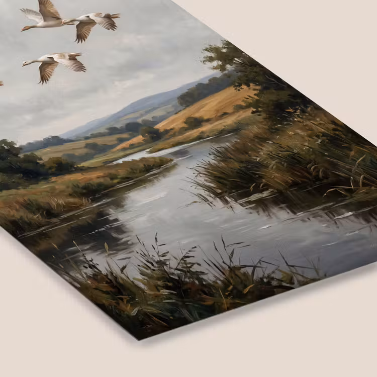 Poster met lijst - Eenden - Rivier - Landschap - Vlucht - Nostalgisch — 7
