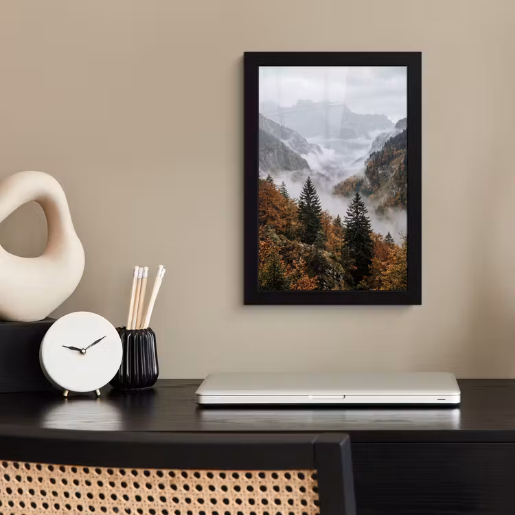 Poster met lijst - Bergen - Vallei - Mist - Herfst - Natuur — 2