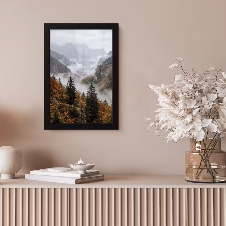Poster met lijst - Bergen - Vallei - Mist - Herfst - Natuur — 5
