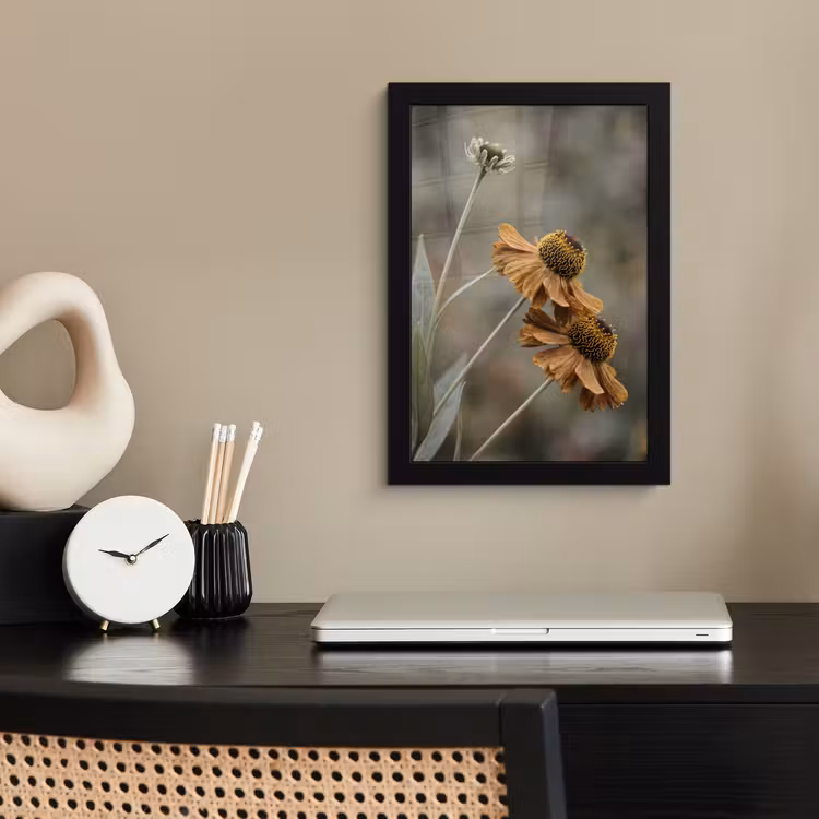 Poster met lijst - Zonnehoed - Droogbloemen - Geel - Warm — 2
