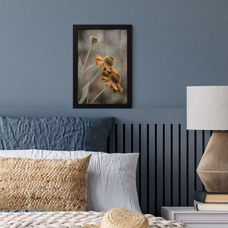 Poster met lijst - Zonnehoed - Droogbloemen - Geel - Warm — 3
