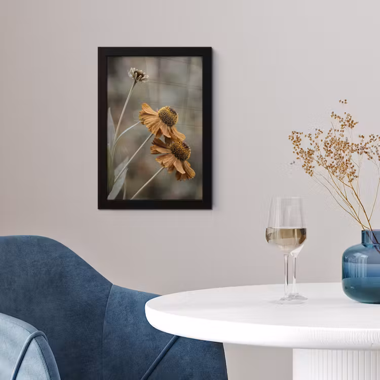 Poster met lijst - Zonnehoed - Droogbloemen - Geel - Warm — 4