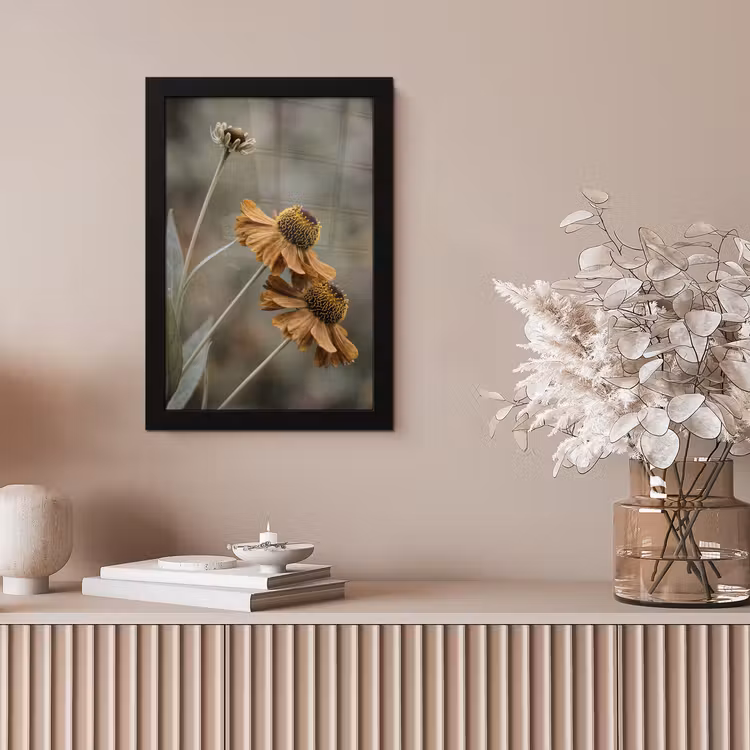 Poster met lijst - Zonnehoed - Droogbloemen - Geel - Warm — 5