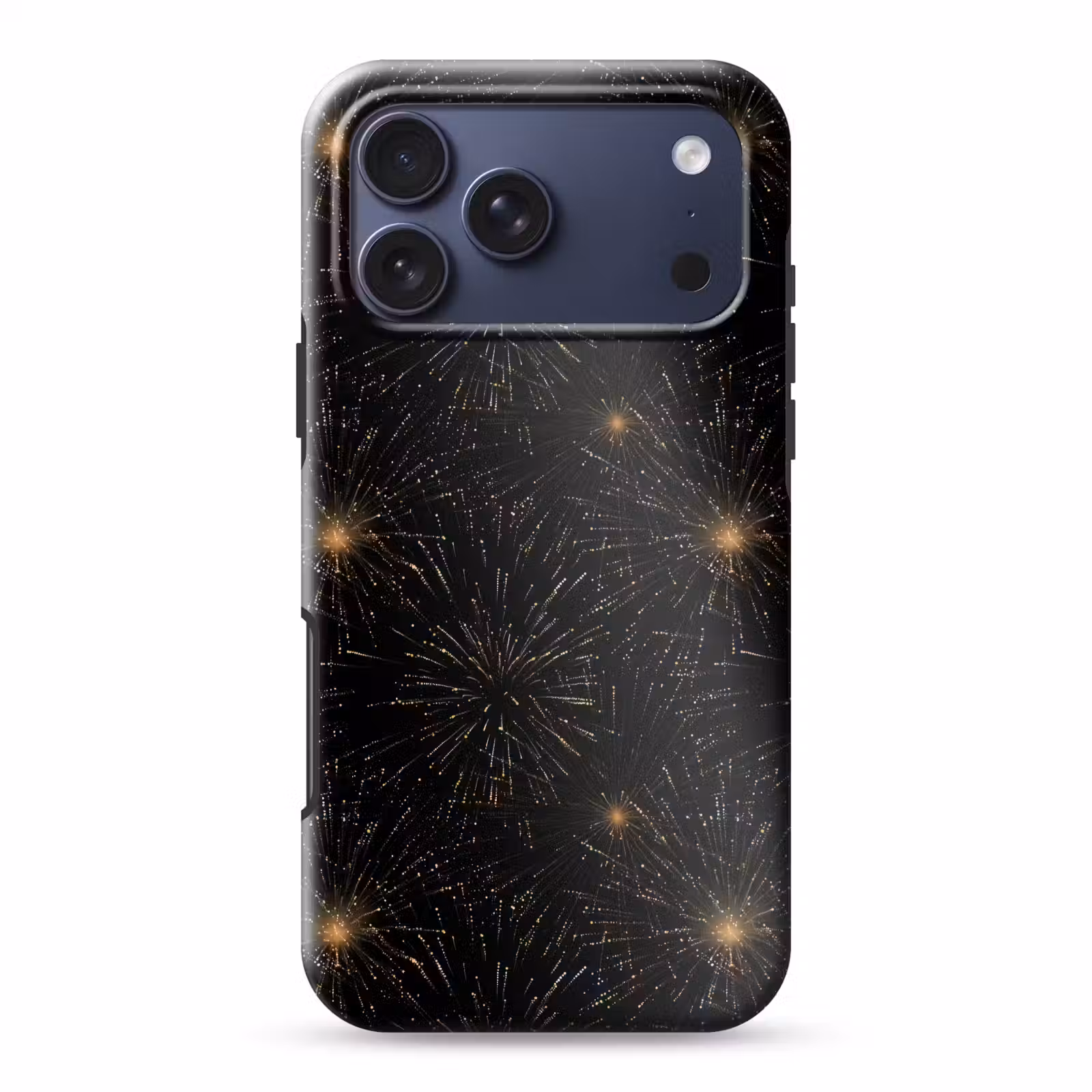 Telefoonhoesje Toughcase - Vuurwerk - Patroon - Feestelijk - Goud - Zwart — 1