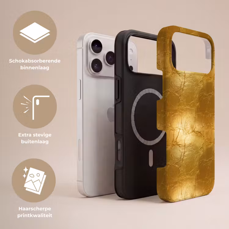 Telefoonhoesje Toughcase - Bladgoud - Vintage - Textuur - Warm Goud — 3