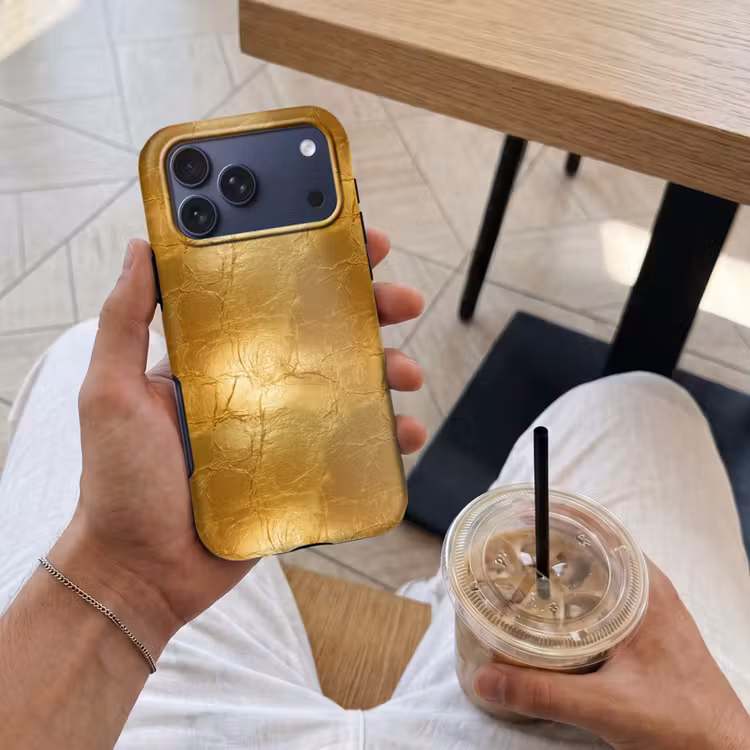 Telefoonhoesje Toughcase - Bladgoud - Vintage - Textuur - Warm Goud — 4