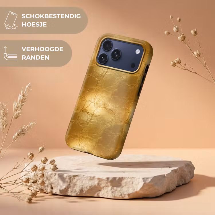 Telefoonhoesje Toughcase - Bladgoud - Vintage - Textuur - Warm Goud — 5