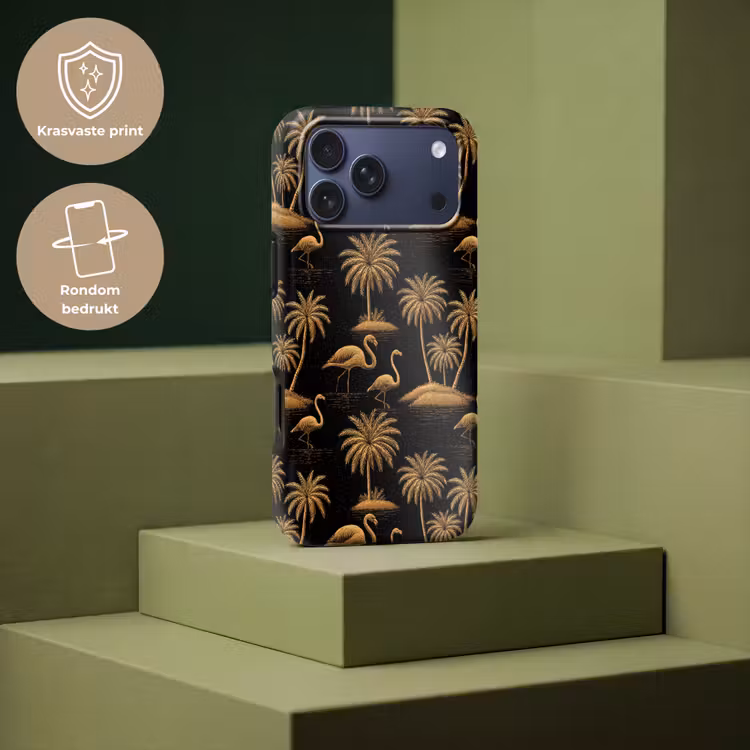 Telefoonhoesje Toughcase - Flamingo - Palmbomen - Tropisch - Goud - Zwart — 7
