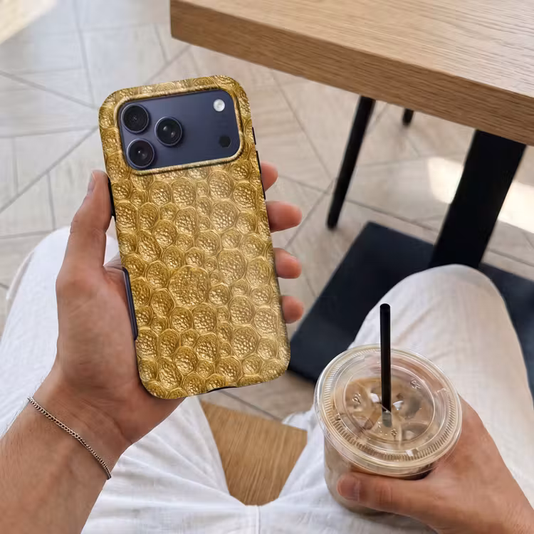 Telefoonhoesje Toughcase - Gehamerd - Mozaïek - Antiek - Goud — 4