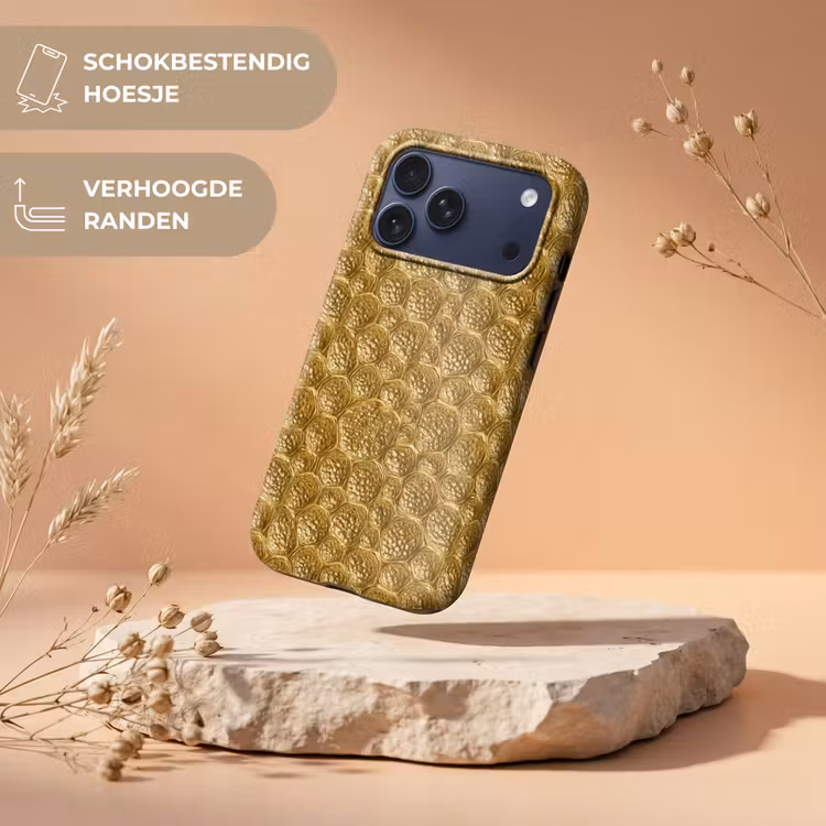 Telefoonhoesje Toughcase - Gehamerd - Mozaïek - Antiek - Goud — 5