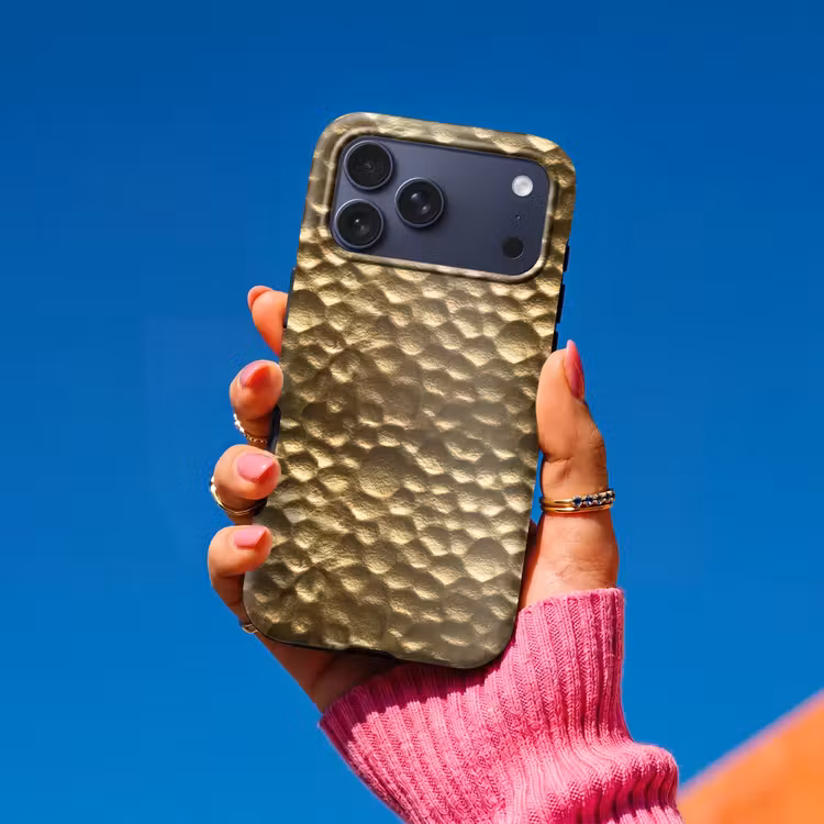 Telefoonhoesje Toughcase - Gehamerd - Reliëf - Textuur - Bronsgoud — 2