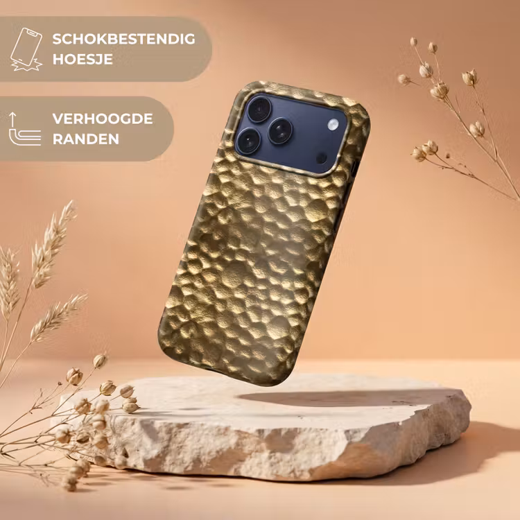 Telefoonhoesje Toughcase - Gehamerd - Reliëf - Textuur - Bronsgoud — 5