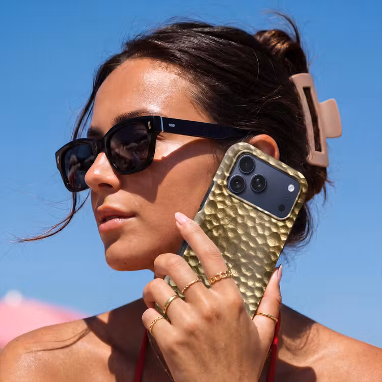 Telefoonhoesje Toughcase - Gehamerd - Reliëf - Textuur - Bronsgoud — 6