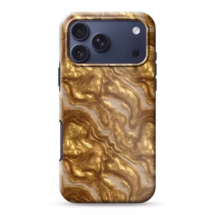 Telefoonhoesje Toughcase - Golven - Organisch - Goud - Crème — 1