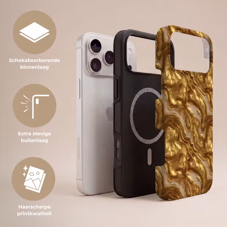 Telefoonhoesje Toughcase - Golven - Organisch - Goud - Crème — 3