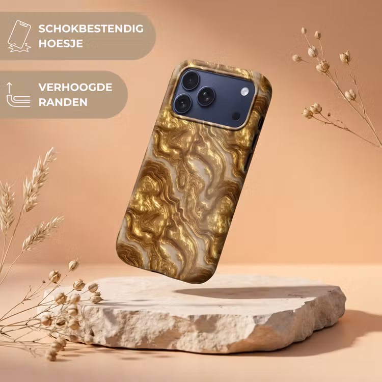 Telefoonhoesje Toughcase - Golven - Organisch - Goud - Crème — 5