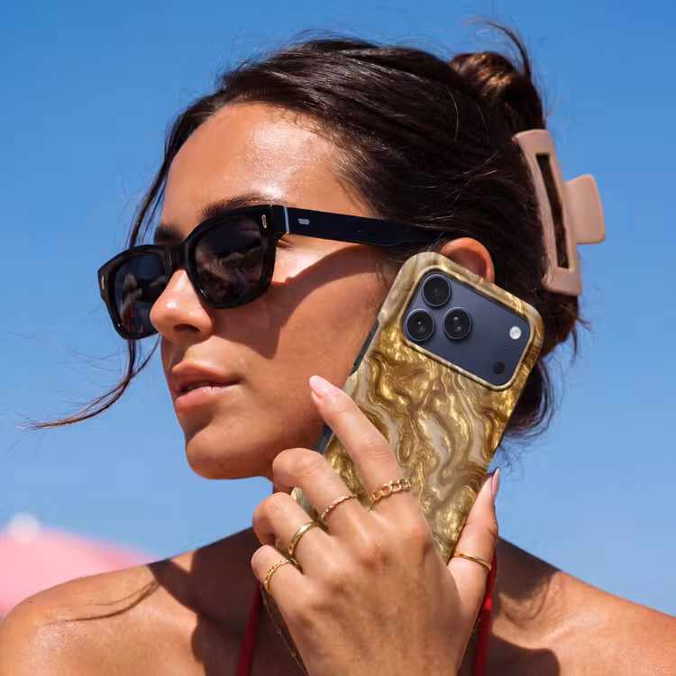 Telefoonhoesje Toughcase - Golven - Organisch - Goud - Crème — 6