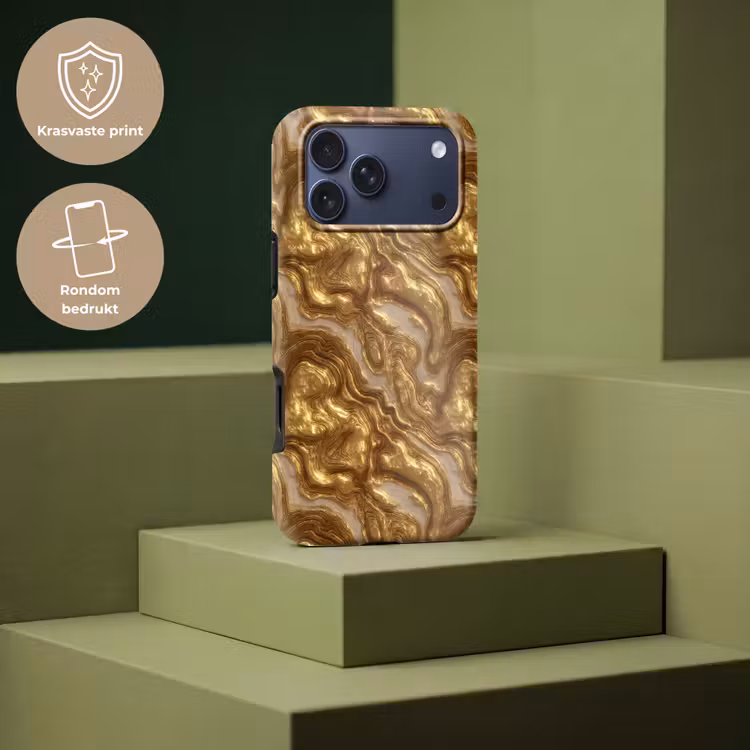Telefoonhoesje Toughcase - Golven - Organisch - Goud - Crème — 7