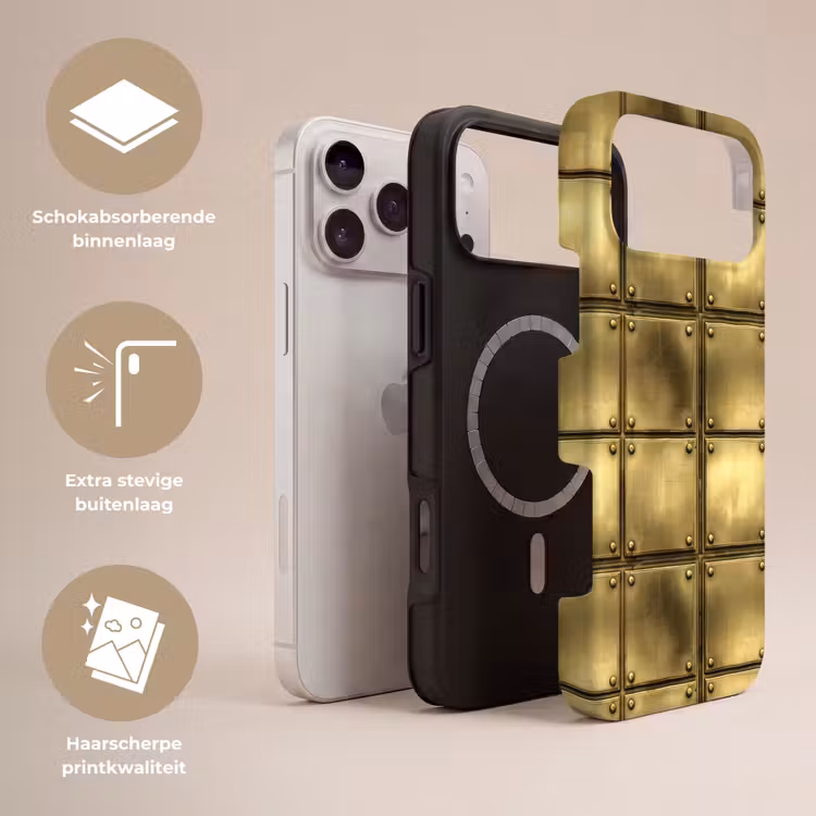 Telefoonhoesje Toughcase - Platen - Industrieel - Stoer - Goud — 3