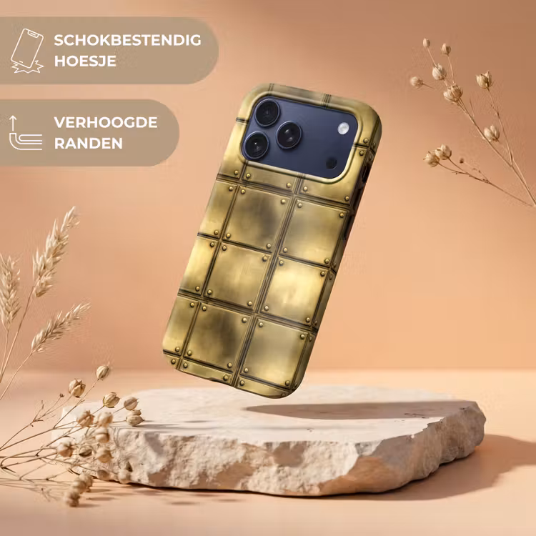 Telefoonhoesje Toughcase - Platen - Industrieel - Stoer - Goud — 5