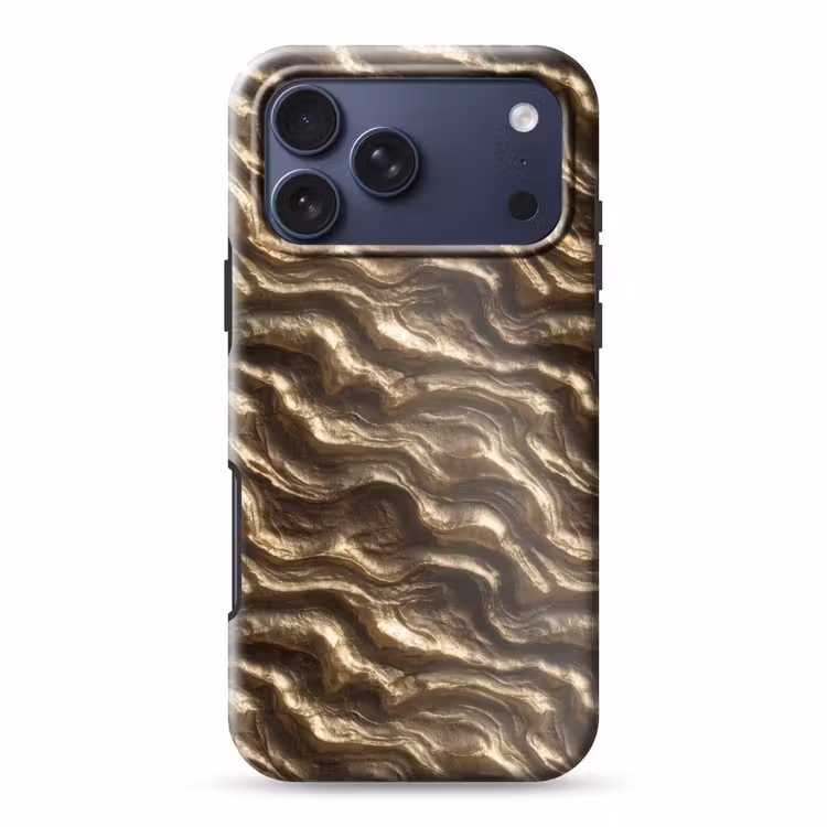 Telefoonhoesje Toughcase - Reliëf - Golven - Abstract - Bronsgoud — 1