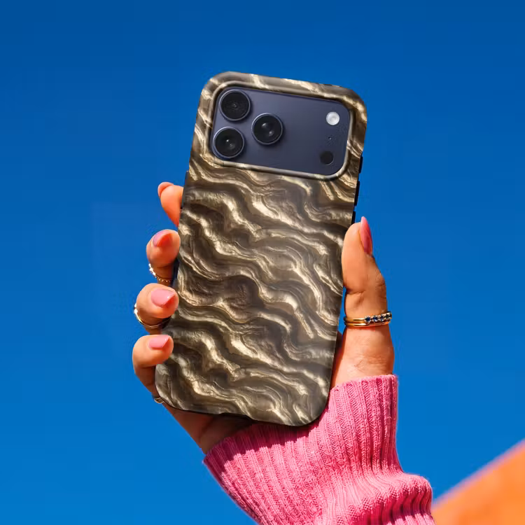 Telefoonhoesje Toughcase - Reliëf - Golven - Abstract - Bronsgoud — 2