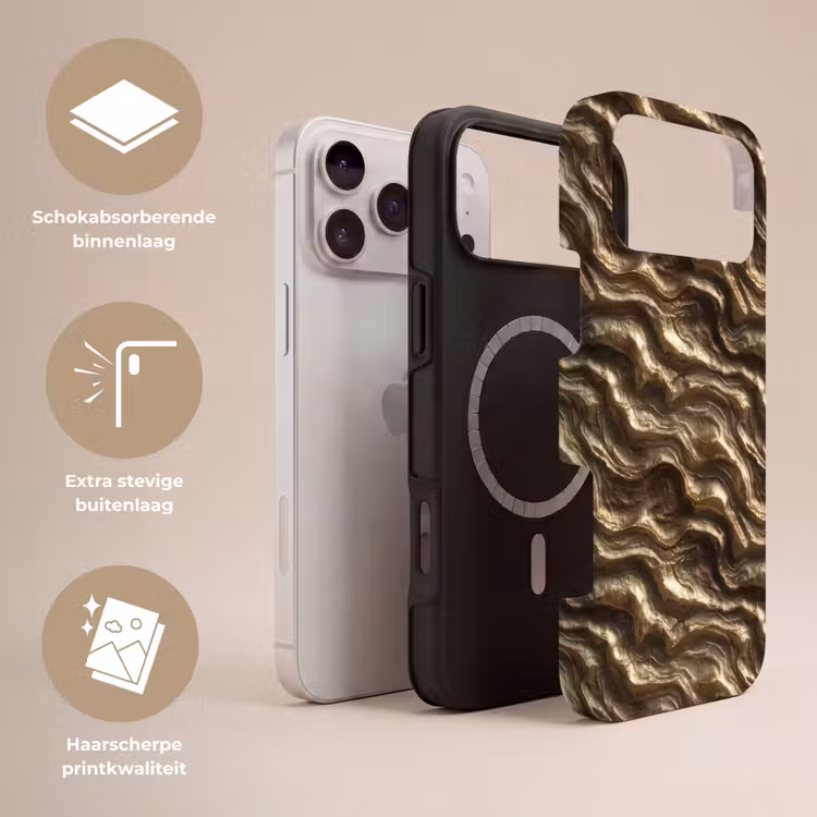 Telefoonhoesje Toughcase - Reliëf - Golven - Abstract - Bronsgoud — 3