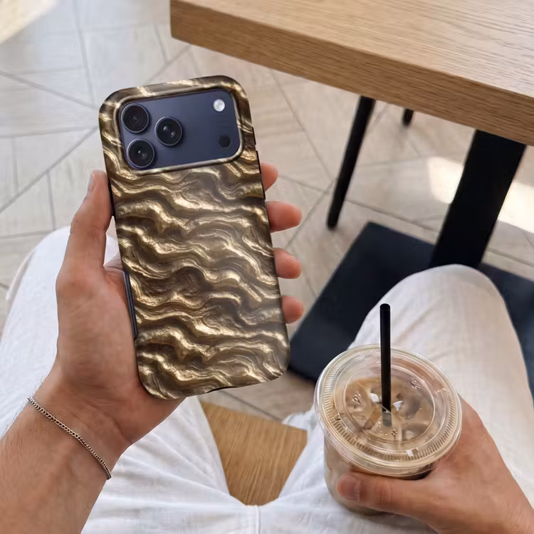 Telefoonhoesje Toughcase - Reliëf - Golven - Abstract - Bronsgoud — 4