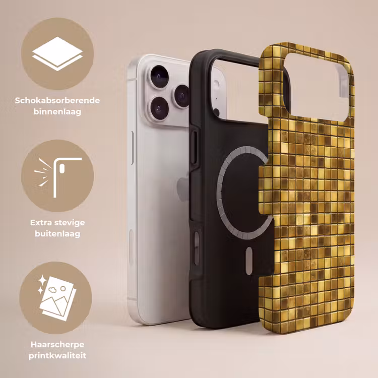 Telefoonhoesje Toughcase - Tegels - Mozaïek - Luxe - Warm Goud — 3