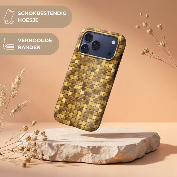 Telefoonhoesje Toughcase - Tegels - Mozaïek - Luxe - Warm Goud — 5